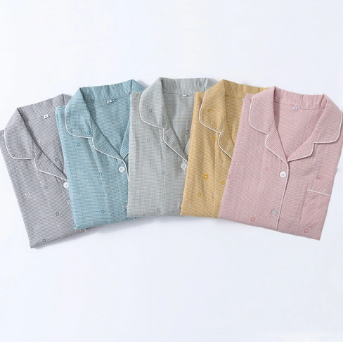 Spring And Autumn Cotton Pajamas Women's Jacquard Weave Home Wear