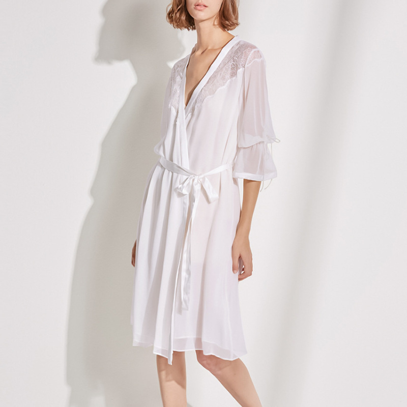 French fashion cardigan strap robe early spring new style leisure loose luxury elegant outside wear home clothes women
