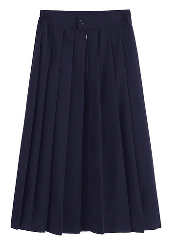 Spring women's basic JK uniform skirt elastic waist Navy pleated skirt Academic style