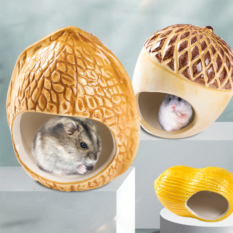 Hamster ceramic nest summer cooling air conditioning room pet escape sleep porcelain nest creative style nut hamster nest