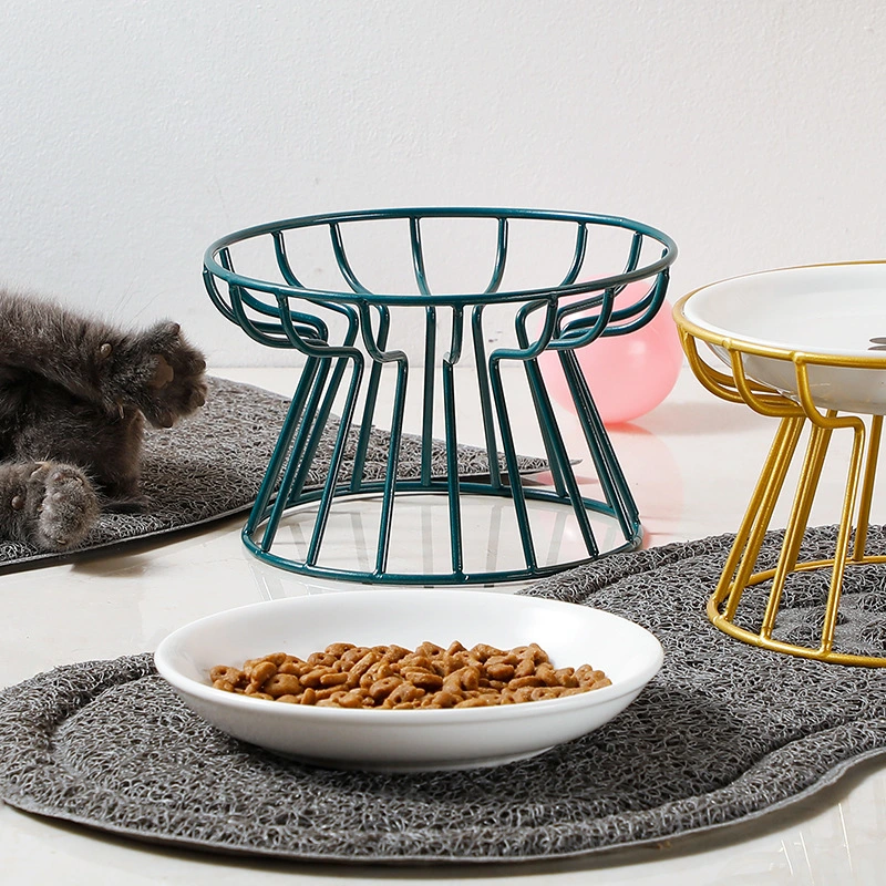 Pet ceramic bowl cat bowl high foot ceramic cat food bowl canned snacks tray prevent cervical spondylosis prevent turning over cat food bowl