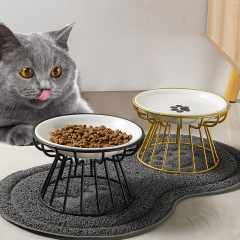 Pet ceramic bowl cat bowl high foot ceramic cat food bowl canned snacks tray prevent cervical spondylosis prevent turning over cat food bowl