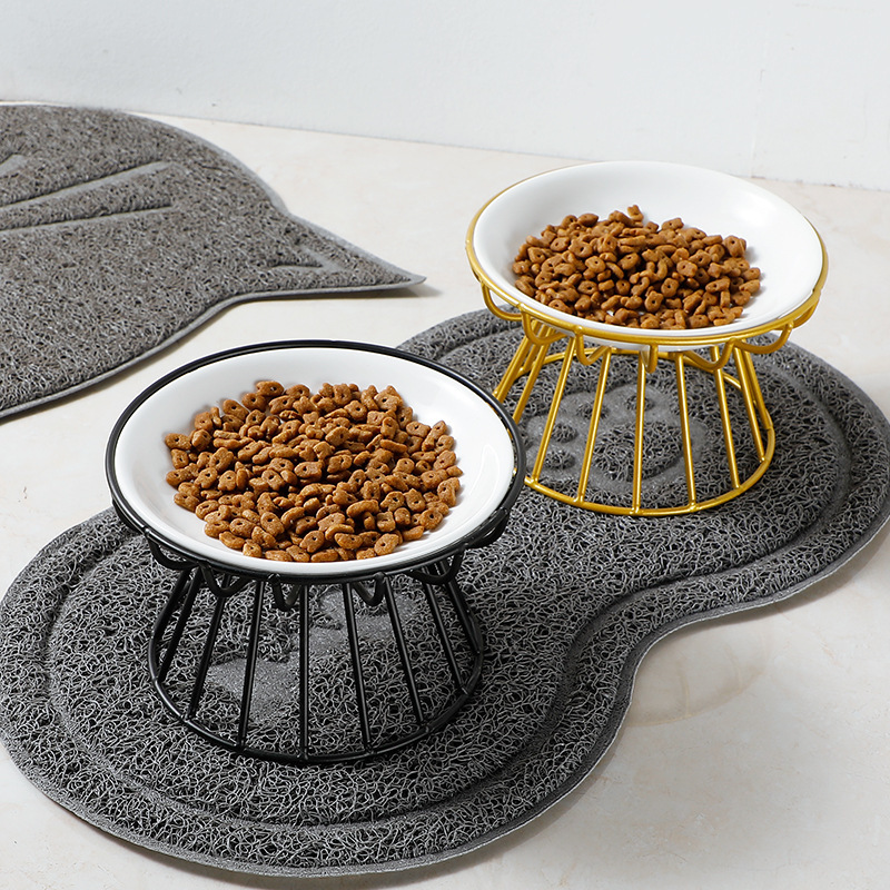Pet ceramic bowl cat bowl high foot ceramic cat food bowl canned snacks tray prevent cervical spondylosis prevent turning over cat food bowl