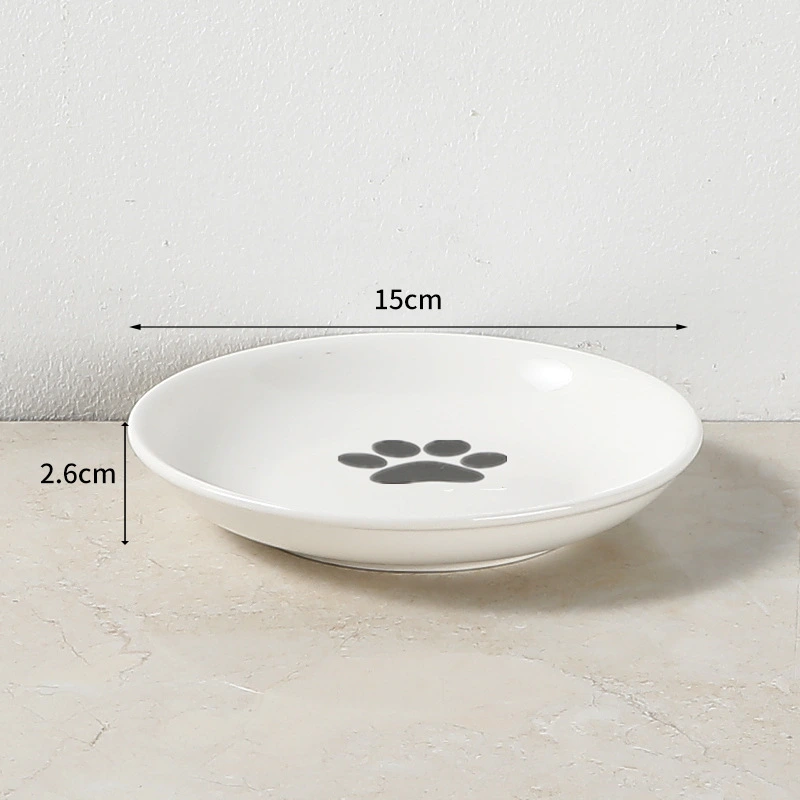 Pet ceramic bowl cat bowl high foot ceramic cat food bowl canned snacks tray prevent cervical spondylosis prevent turning over cat food bowl