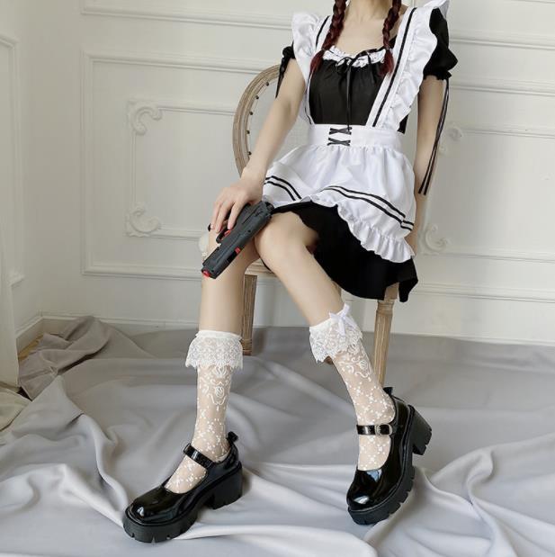 Lolita lace calf socks summer slim glass stockings JK socks bow stockings Lolita