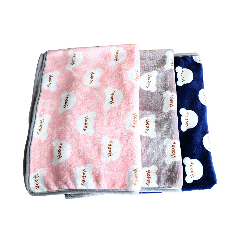 Autumn and winter warm printed flannel pet blanket cartoon dog blanket dog kennel cat nest mat gift mat
