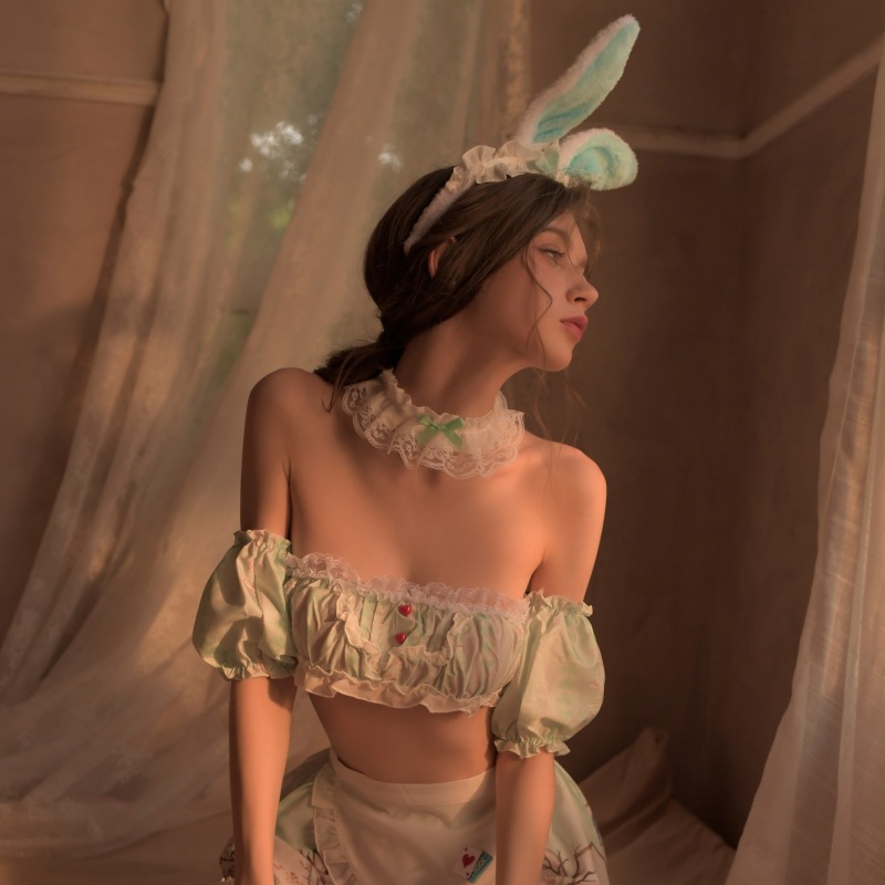 Sexy lingerie sexy split print maid maid rabbit uniform set