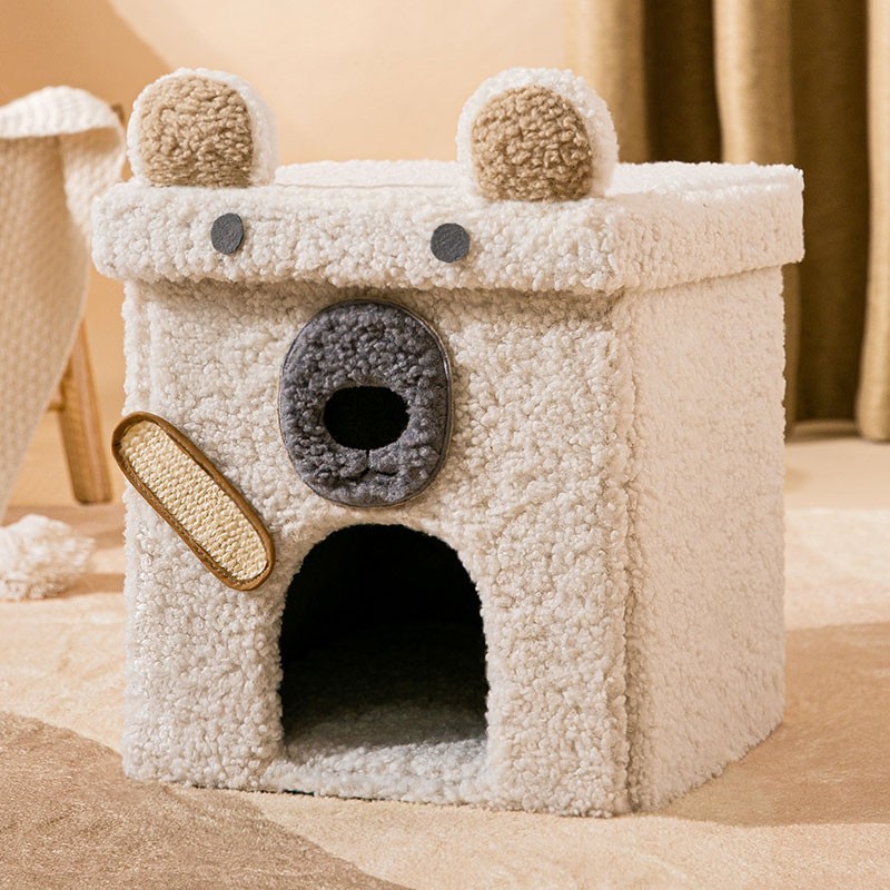 Cat nest winter warm cat house nest collapsible four seasons stool dog nest semi enclosed removable and washed pet supplies