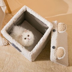 Cat nest winter warm cat house nest collapsible four seasons stool dog nest semi enclosed removable and washed pet supplies