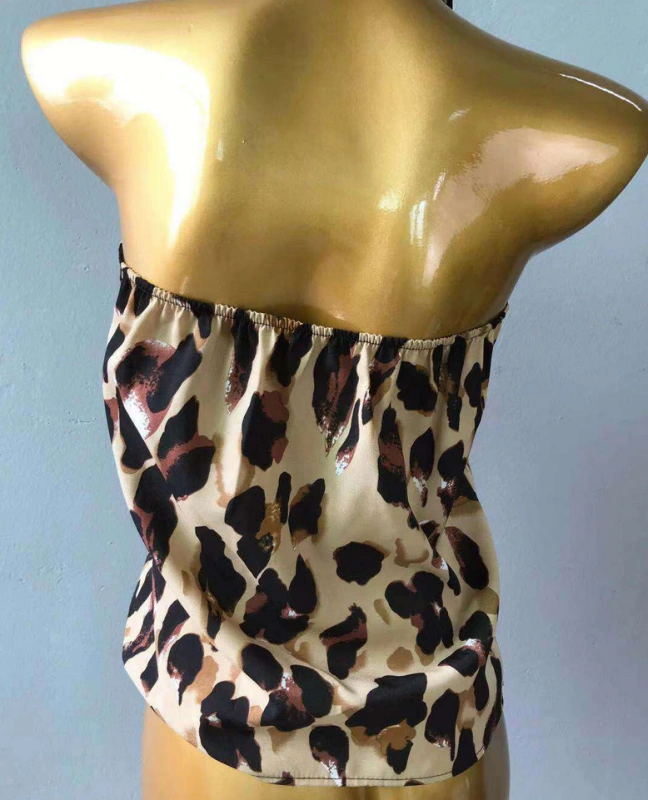 2 PCs Sexy Off Shoulder Leopard Blouse Chiffon Women Tops Summer 2019 Animal Print Casual Backless Sleeveless Shirts