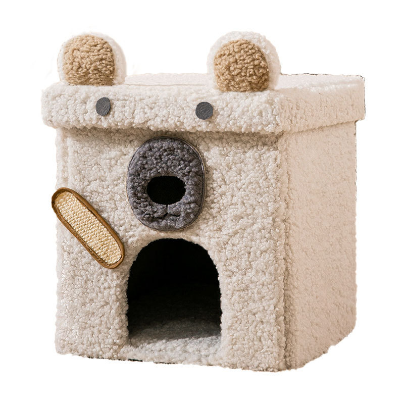 Cat nest winter warm cat house nest collapsible four seasons stool dog nest semi enclosed removable and washed pet supplies