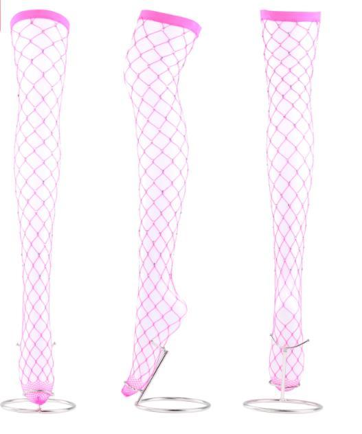 European and American new hot drill hollow mesh knee length stockings women's sexy color fishing net stockings for cross-border use