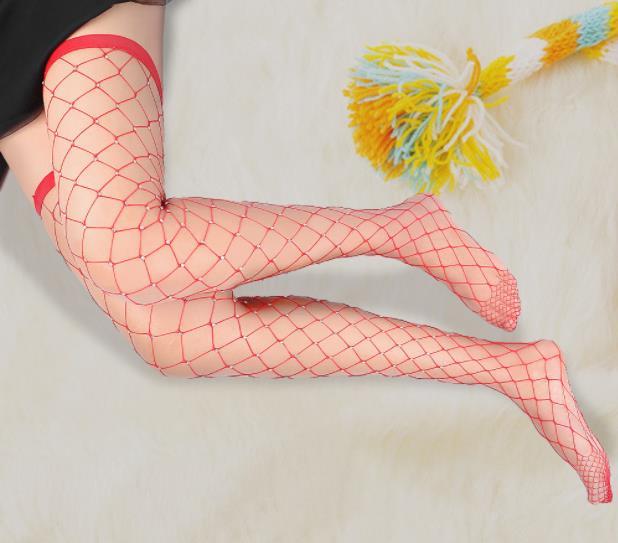 European and American new hot drill hollow mesh knee length stockings women's sexy color fishing net stockings for cross-border use