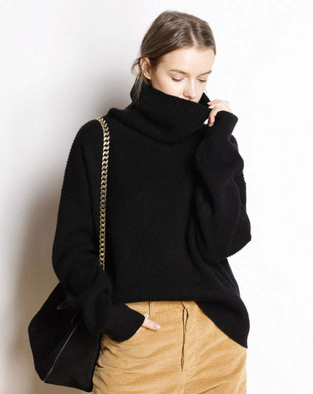 Wool Women's Sweater Autumn Winter Warm Turtlenecks Casual Loose Oversized Lady Sweaters Knitted Pullover Top Pull Femme