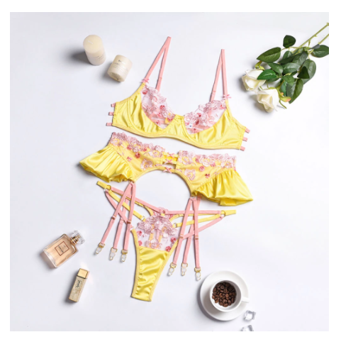 Sexy Lingerie Underwear Women Hot Erotic Push Up Lace Bras Thong Transparent Floral Embroidery Brief Sets Female Clothes