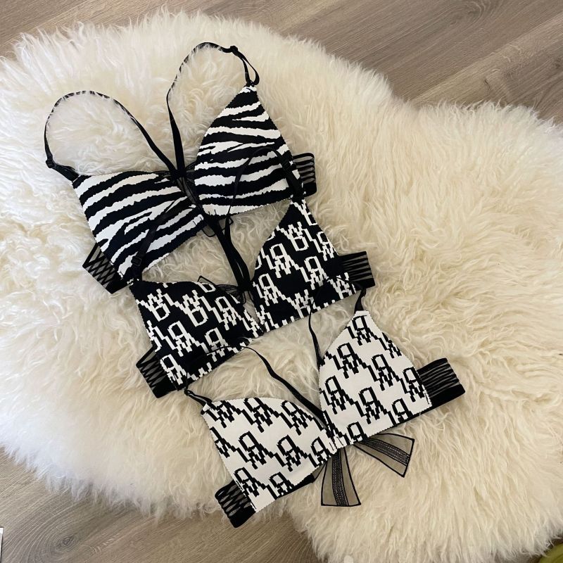 A front button women's breast wrapped zebra letter sexy sling back bow baby cotton triangle cup bra