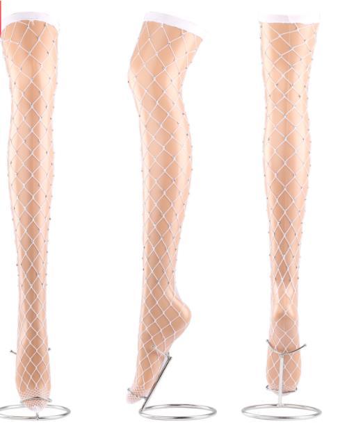 European and American new hot drill hollow mesh knee length stockings women's sexy color fishing net stockings for cross-border use