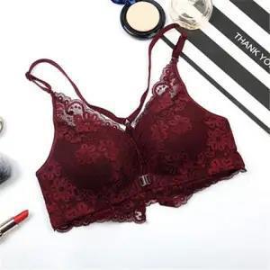 Underwear female sexy lace adjustable beautiful back front buckle girl student small chest gathered breathable non steel ring bra