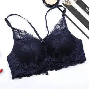 Underwear female sexy lace adjustable beautiful back front buckle girl student small chest gathered breathable non steel ring bra