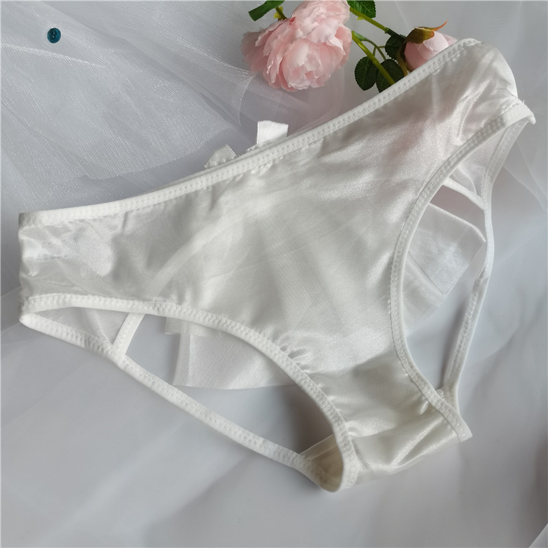 silky sexy after the cutout sheer women's panties thin breathable gloss texture bow trailing sex briefs
