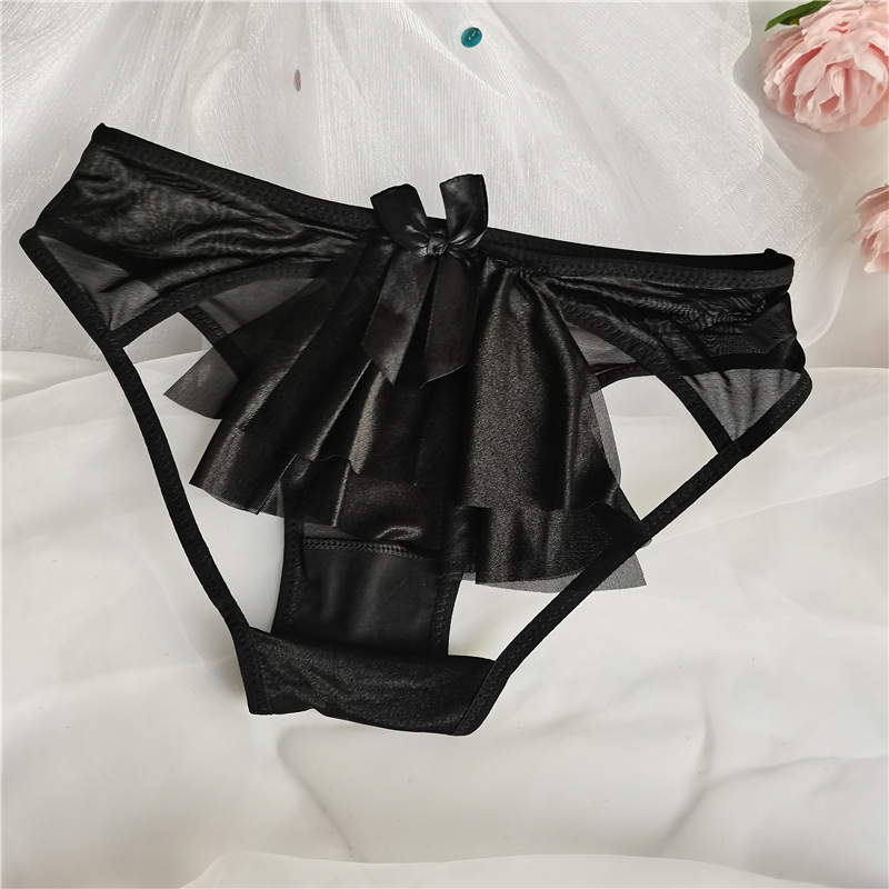 silky sexy after the cutout sheer women's panties thin breathable gloss texture bow trailing sex briefs