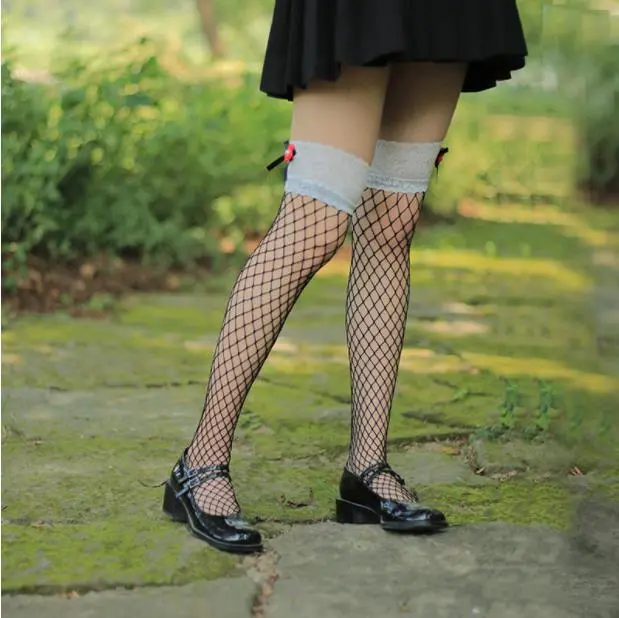 autumn new floret BOW LACE high tube net socks pure desire JK style  Lolita sweet girl