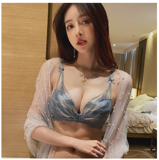 Sexy Lace Embroidered Underwear Women's No Steel Ring Adjustable Anti-sagging Bra Small Chest Gathered Comfortable  Bra Set