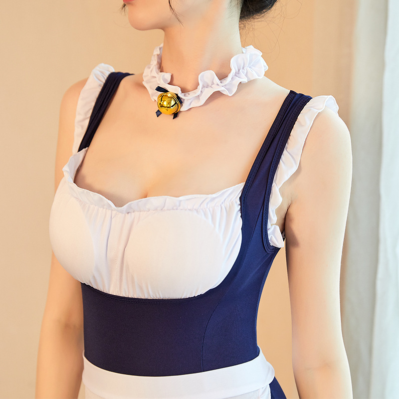 the new erotic underwear lotus leaf one-piece open file-free seduction beautiful back maid uniform