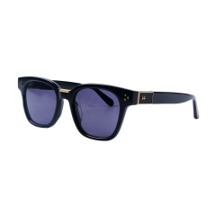 Square Sunglasses Black Acetate Frame with Rivet Detail