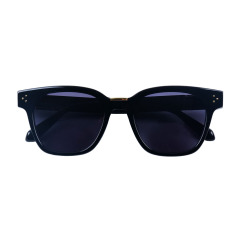 Square Sunglasses Black Acetate Frame with Rivet Detail