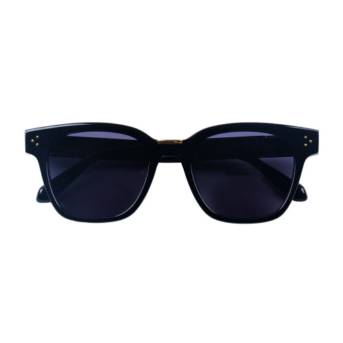 Square Sunglasses Black Acetate Frame with Rivet Detail