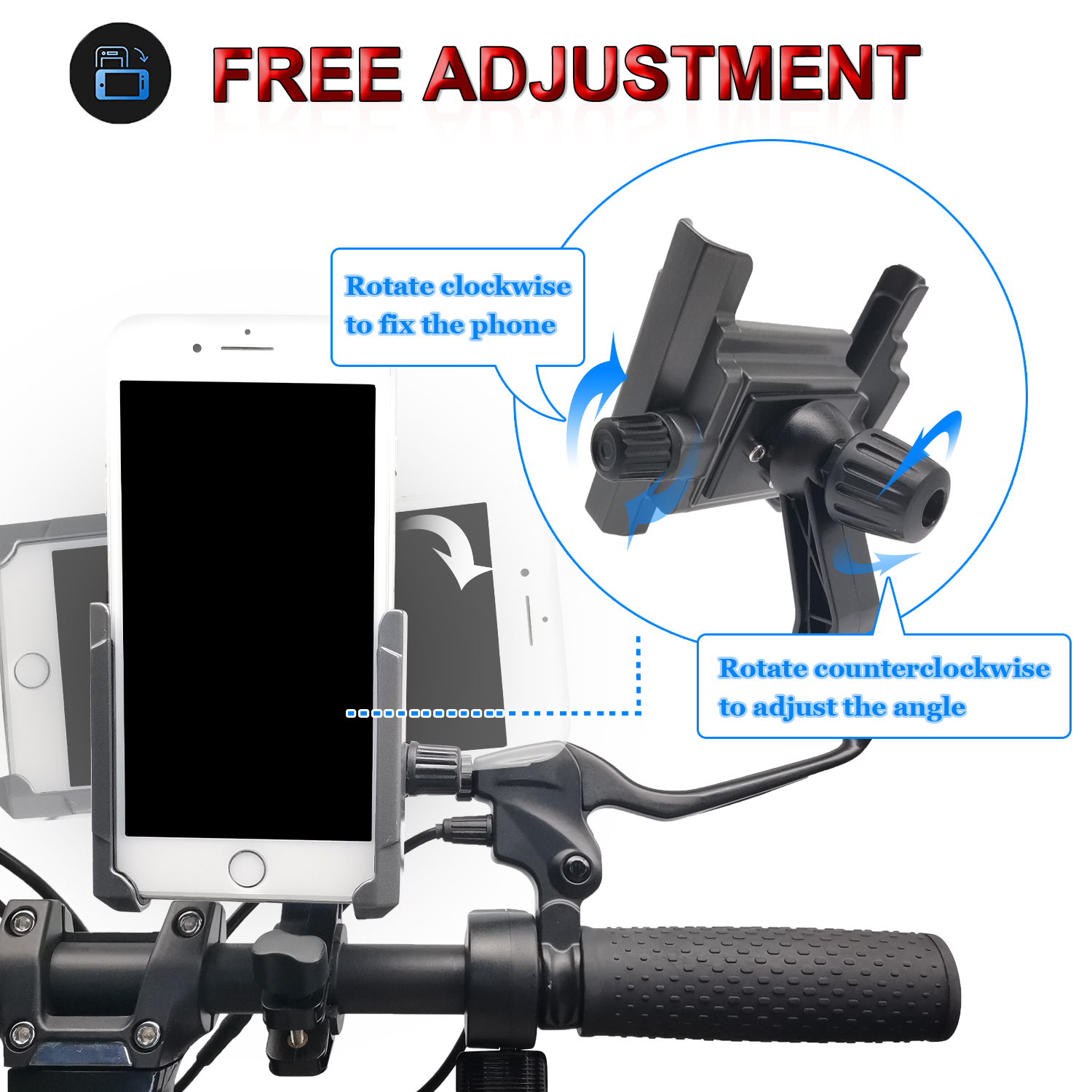 Bike Phone Holder for iPhone Android GPS Other Devices Between 3.5 to 6.5 inches QMEET Bike Phone Mount 360°Rotation Black 