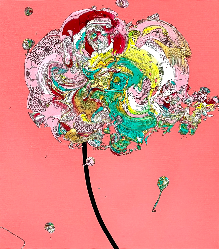 抽象之花 (鮭魚粉 x 粉色) / Abstract Single Flower (Salmon Pink x Pink)