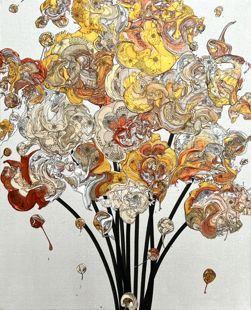 抽象之花束 (珍珠白 x 金色) / Abstract Bouquet (Pearl White x Gold)