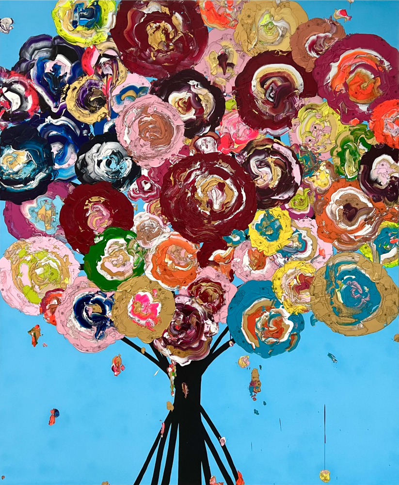 抽象之花束(天空藍 x 紅色) / Abstract Bouquet (Sky Blue x Red)