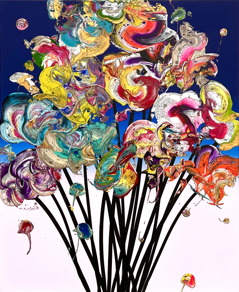 抽象之花束 (漸變藍 x 紅色) / Abstract Bouquet (Blue Gradation x Red)