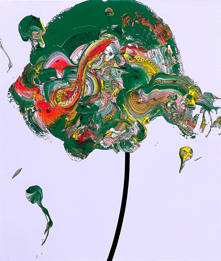 抽象之花 (淡紫色 x 綠色) / Abstract Single Flower (Pastel Purple x Green)