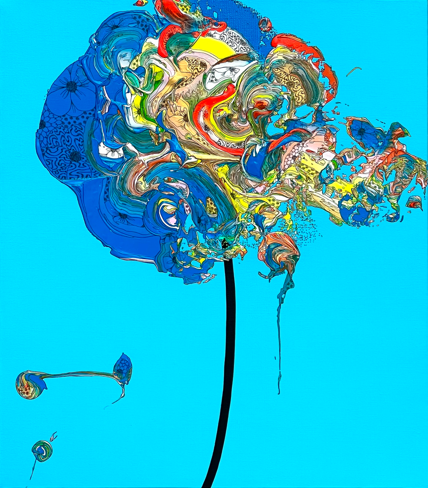 抽象之花 (天空藍 x 水藍色) / Abstract Single Flower (Sky Blue x Water Blue)