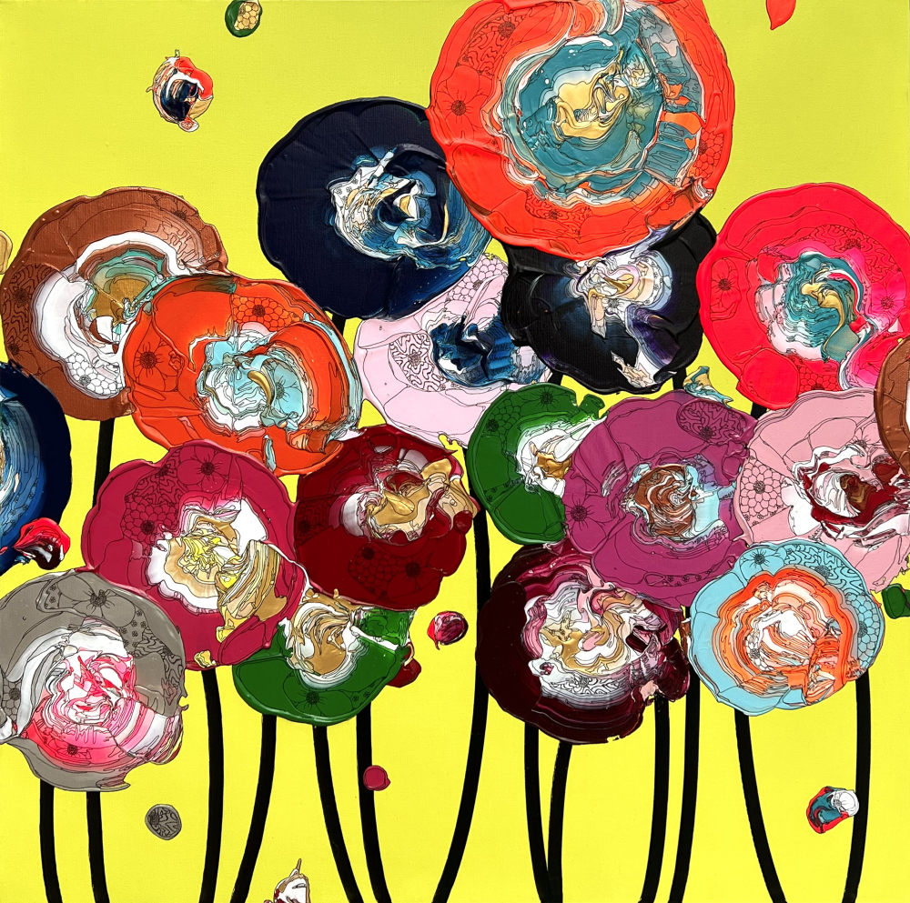 抽象之花卉 (黃綠色 x 橙色) / Abstract Flowers (Yellow Green x Orange)