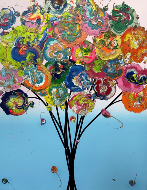 抽象之花束 （漸變水藍 x 綠） / Abstract Bouquet (Water Blue Gradation x YellowGreen)