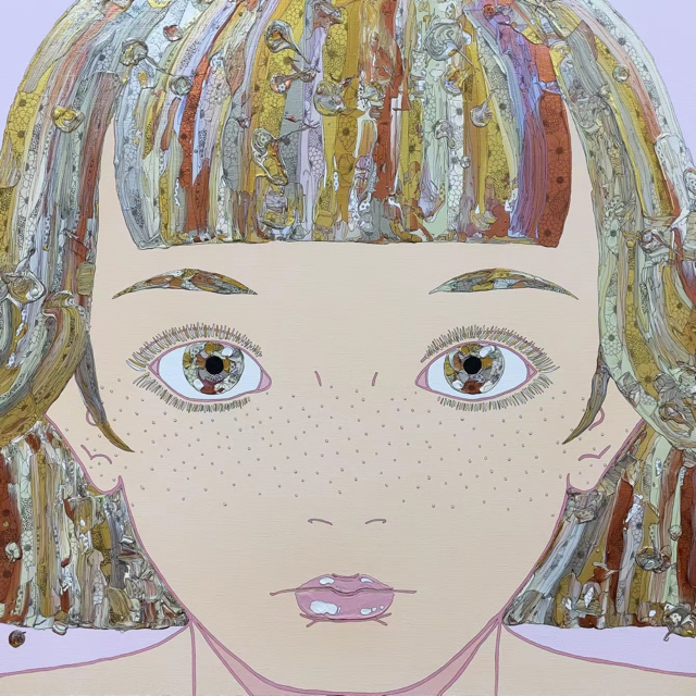 看著你的女孩（淡粉色 x 金色） / A Girl Watching You (Pastel Pink x Gold)