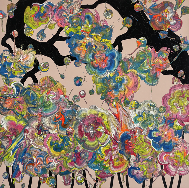 抽象之花卉及新・盆景（黃綠色 x 藍色）/ Abstract Flowers & Neo Bonsai (Yellow Green x Blue)