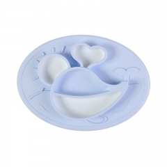 Multicolor Silicone Children Dinner Plate (Whale，ODM&OEM available)