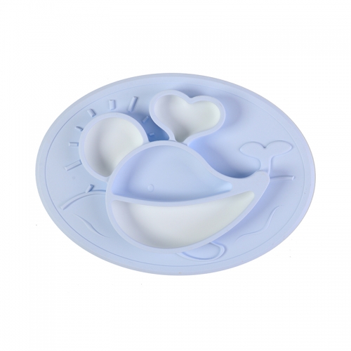 Multicolor Silicone Children Dinner Plate <br>(Whale，ODM&OEM available)