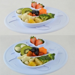 Multicolor Silicone Children Dinner Plate (Whale，ODM&OEM available )