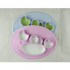 Multicolor Silicone Children Dinner Plate (Crab，ODM&OEM available)
