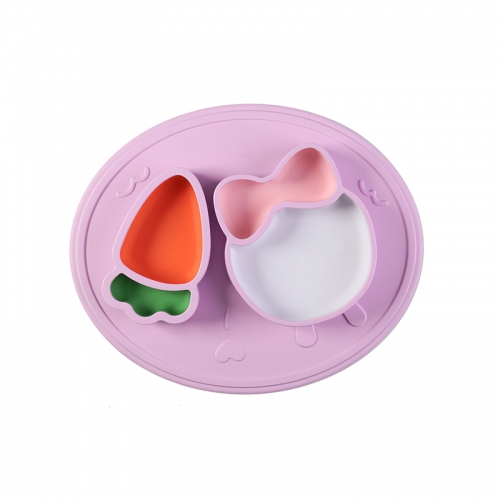 Multicolor Silicone Children Dinner Plate <br>(Rabbit，ODM&OEM available)