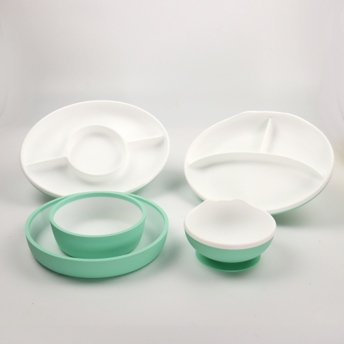 Multicolor Silicone Children Tableware<br>（green）