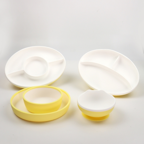 Multicolor Silicone Children Tableware<br>（Yellow）