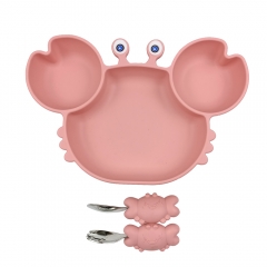 Silicone Children Dinner Plate&fork (Crab , ODM&OEM available）